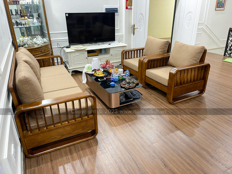 Sofa văng 3 chỗ kê đối xưng 2 sofa đơn (Ảnh thực tế chụp tại nhà khách hàng của Nội thất KDT)