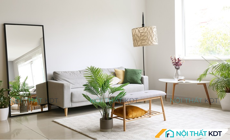 Có thể đặt gương bên cạnh sofa để tránh những điều không hay về phong thuỷ