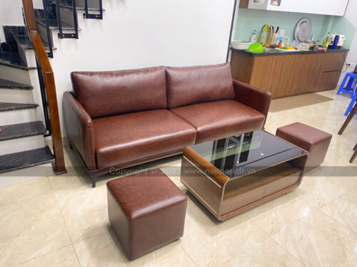 Bộ sofa văng da giá rẻ nhỏ gọn tiết kiệm diện tích S112 photo review