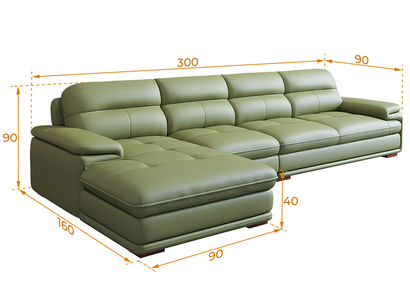 Ví dụ kích thước sofa da chữ L