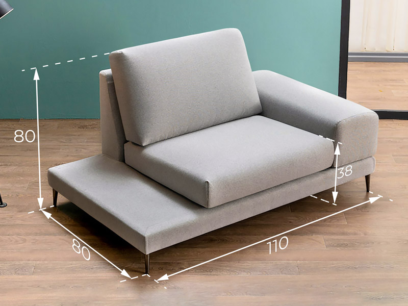 Sofa đơn nỉ màu xám tinh tế, hiện đại cho phòng khách nhỏ