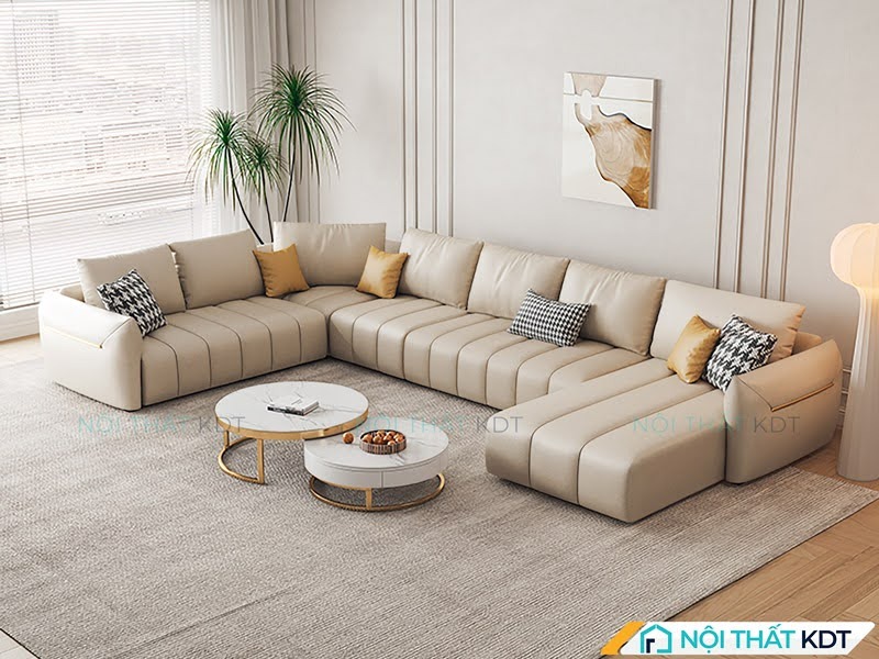 Sofa chữ U kết hợp cùng bàn trà