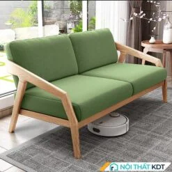Bộ sofa văng gỗ phòng khách chung cư nhỏ tay vịn liền tựa S177A