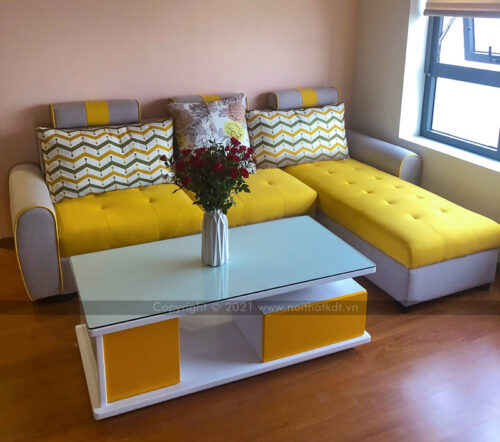 Bộ ghế sofa nỉ góc chữ L cho phòng khách S37 photo review