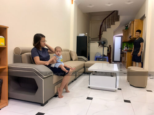 Bộ ghế sofa phòng khách bọc nỉ góc L tay úp S29 photo review