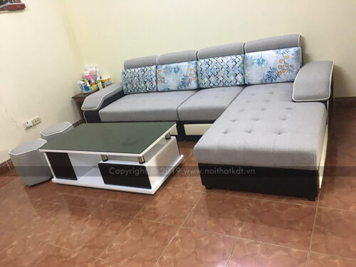 Bộ ghế sofa phòng khách bọc nỉ góc L tay úp S29 photo review
