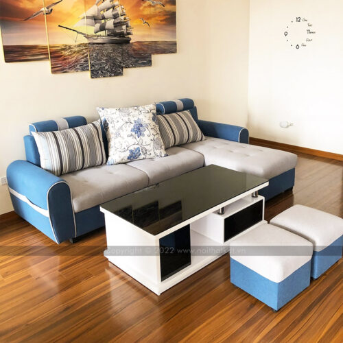Bộ ghế sofa nỉ góc chữ L cho phòng khách S37 photo review