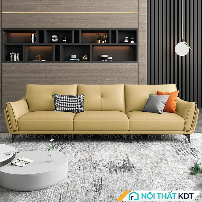 Mẫu sofa văng da vàng S202