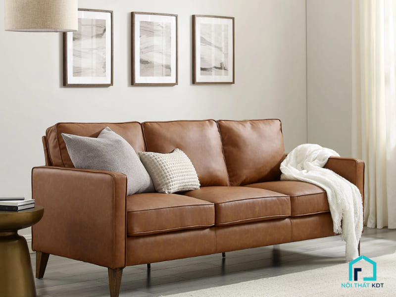 sofa da bò màu vàng
