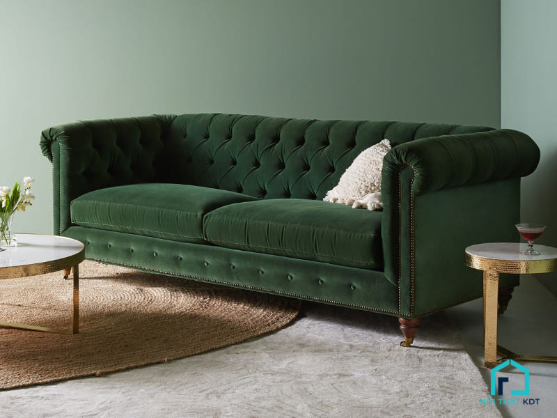 sofa tân cổ điển xanh lá