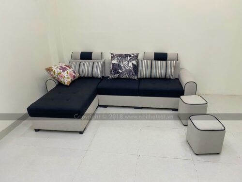 Bộ ghế sofa nỉ góc chữ L cho phòng khách S37 photo review