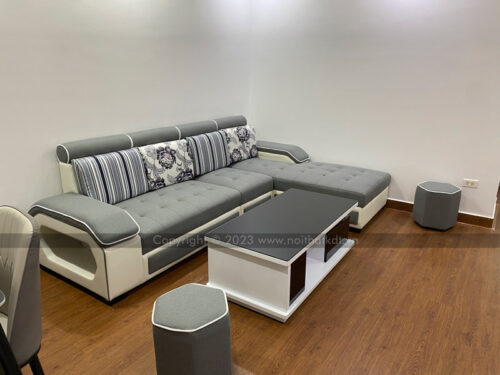 Bộ ghế sofa phòng khách bọc nỉ góc L tay úp S29 photo review