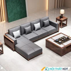Sofa gỗ đệm da sang trọng S329