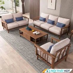 Sofa gỗ nan dọc nhỏ gọn S328