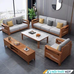 Bộ 3 sofa văng gỗ đơn giản S382