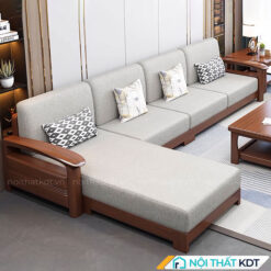 Bộ ghế sofa gỗ sồi tay vịn uốn cong S324
