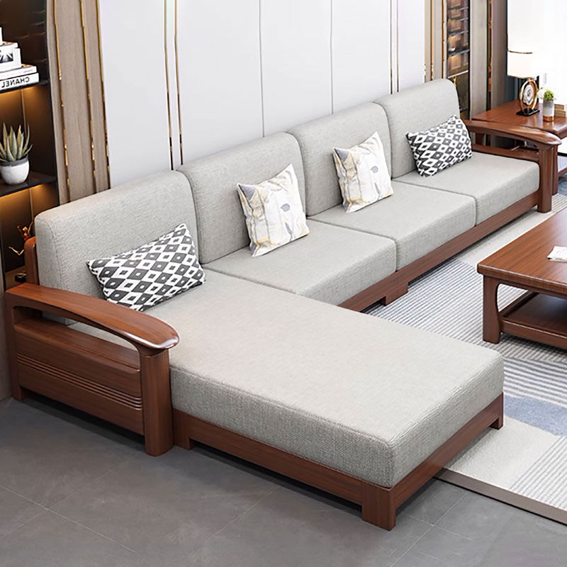 Bộ ghế sofa gỗ góc L mã S324