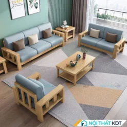 Bộ 3 ghế sofa gỗ sồi 1-2-3 phong cách Nhật S300