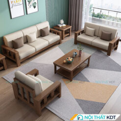 Bo 3 ghe sofa go soi 1 2 3 phong cach Nhat S300 9