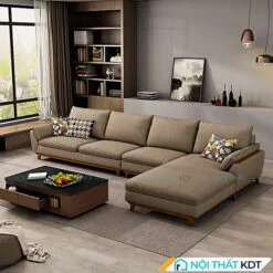 Sofa nỉ da kết hợp gỗ S152