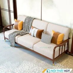 Sofa gỗ tay vịn uốn mềm mại S351