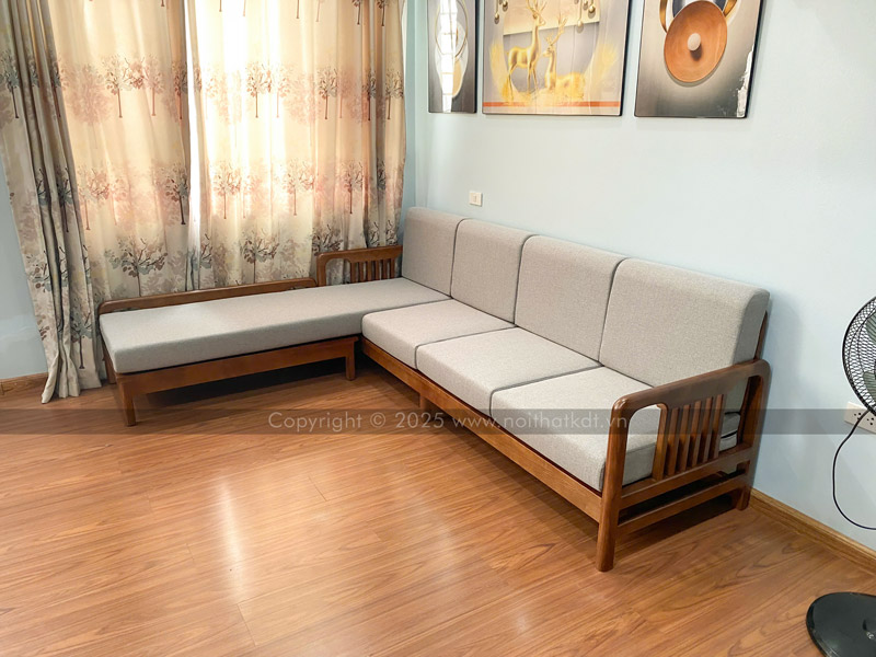 Sofa gỗ nan đứng tay vịn mỏng S340