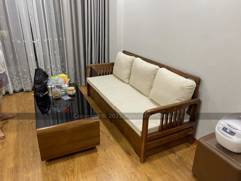 Sofa gỗ nan đứng tay vịn mỏng S340