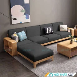 Sofa gỗ sồi tay vịn có giá để sách S334