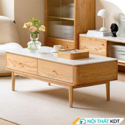 Bàn trà gỗ tự nhiên mặt đá hiện đại B83