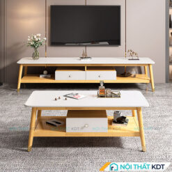 Bàn trà gỗ tự nhiên mặt đá B57