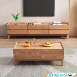 Bàn trà kệ tivi gỗ tự nhiên nhiều ngăn kéo B86
