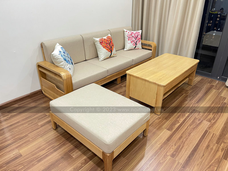 Mẫu sofa gỗ 3 chỗ ngồi đơn giản chắc chắn S173-L3
