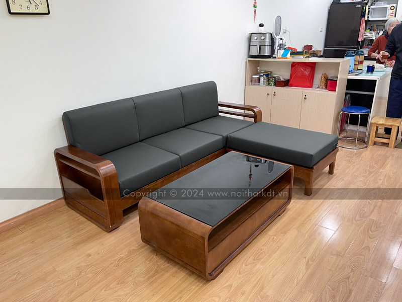 Mẫu sofa gỗ 3 chỗ ngồi đơn giản chắc chắn màu đen S173-L3