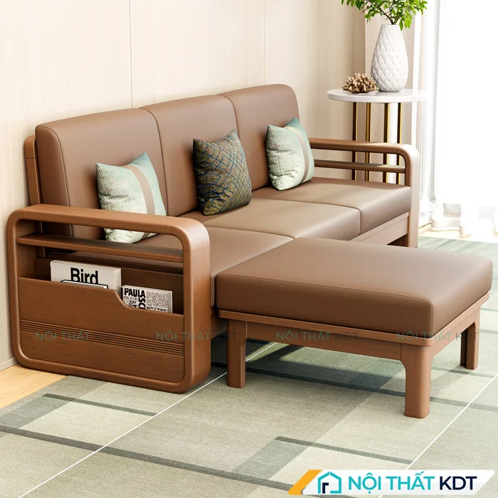 Mẫu sofa gỗ 3 chỗ ngồi đơn giản chắc chắn màu nâu S173-L3 