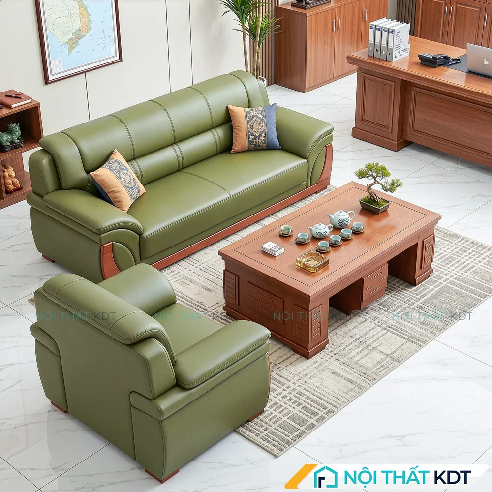 Bộ 2 ghế sofa phòng giám đốc S525 ốp gỗ