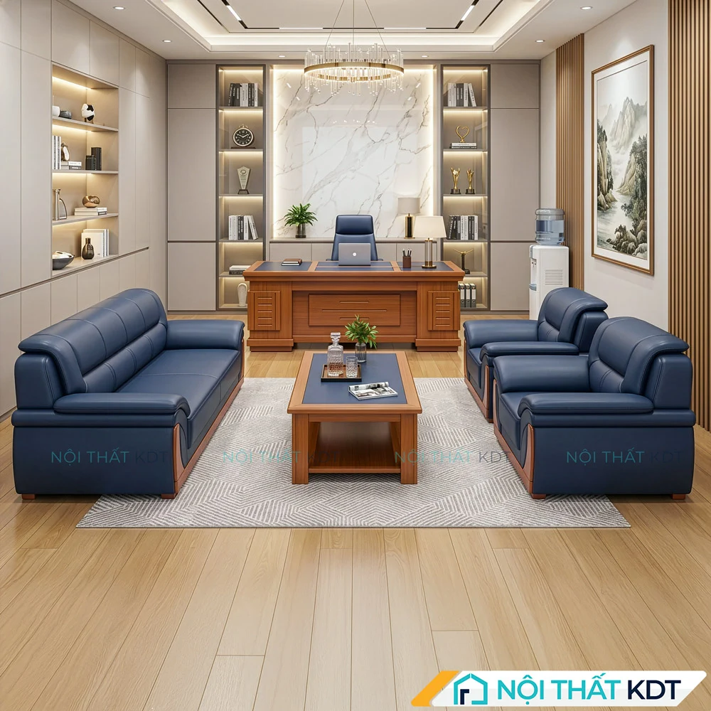 Bộ 3 ghế sofa phòng giám đốc S525 bọc da