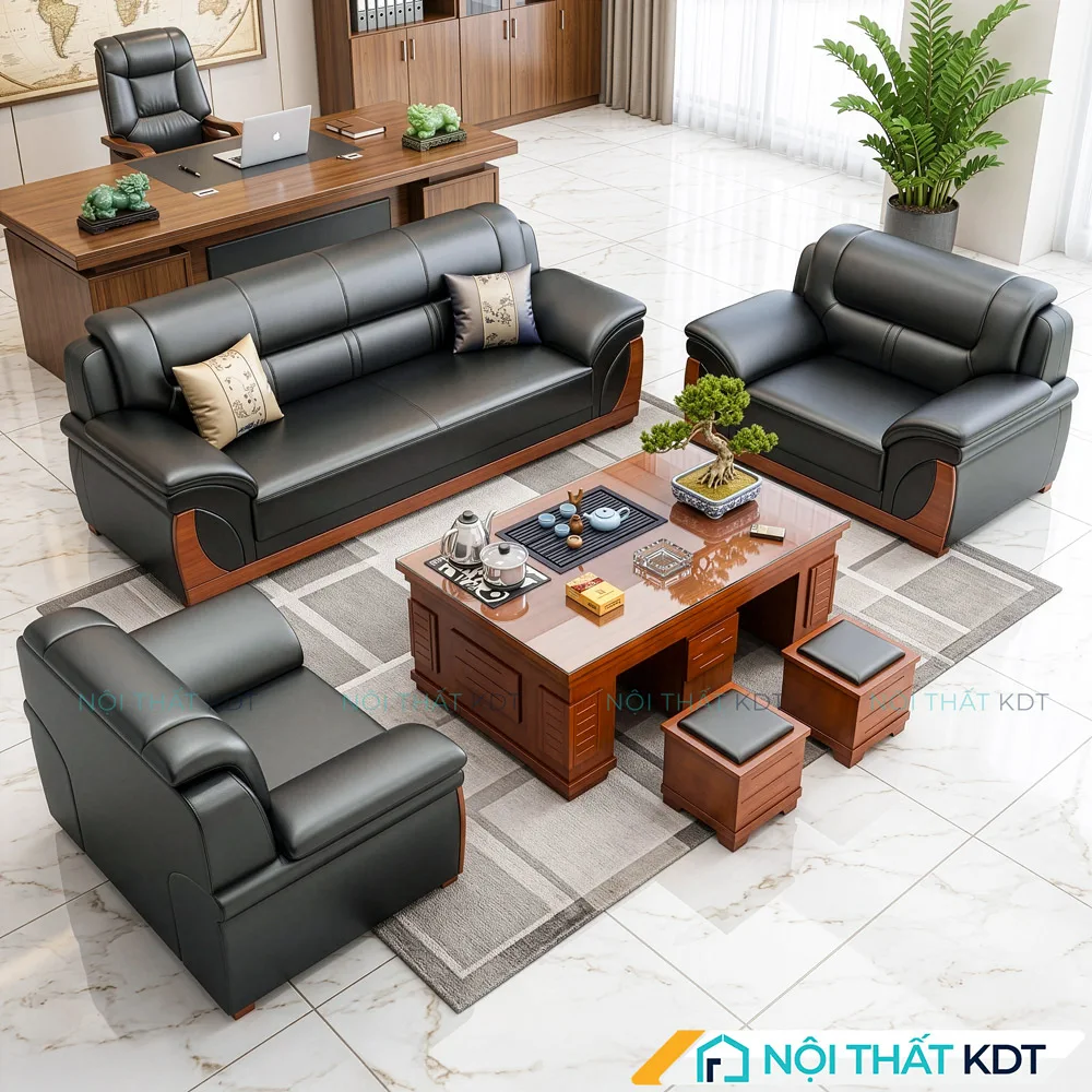 Bộ 3 ghế sofa phòng giám đốc S525 kê chữ U