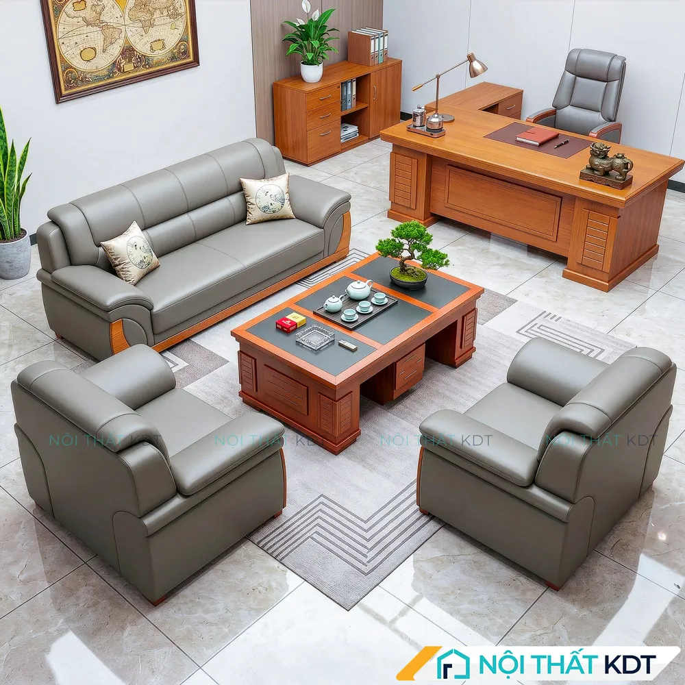 Bộ 3 ghế sofa phòng giám đốc S525 màu ghi