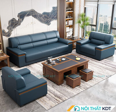 Sofa van phong boc da sang trong S451 2