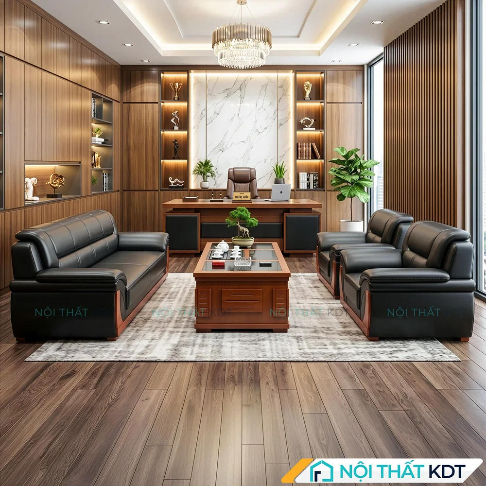 Thiết kế da kết hợp gỗ hài hòa