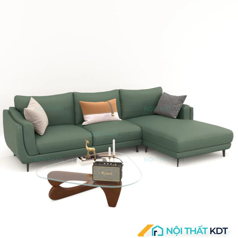 Mẫu Sofa da đệm lò xo êm ái S226 màu xanh rêu