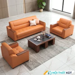 Sofa văn phòng hiện đại bọc da màu cam mã S661