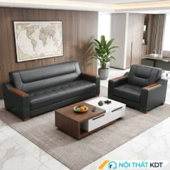 Sofa văn phòng hiện đại S661 bọc da màu đen