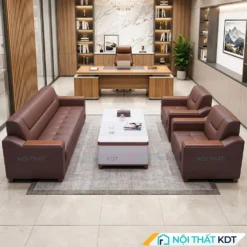 Sofa văn phòng hiện đại bọc da màu nâu mã S661