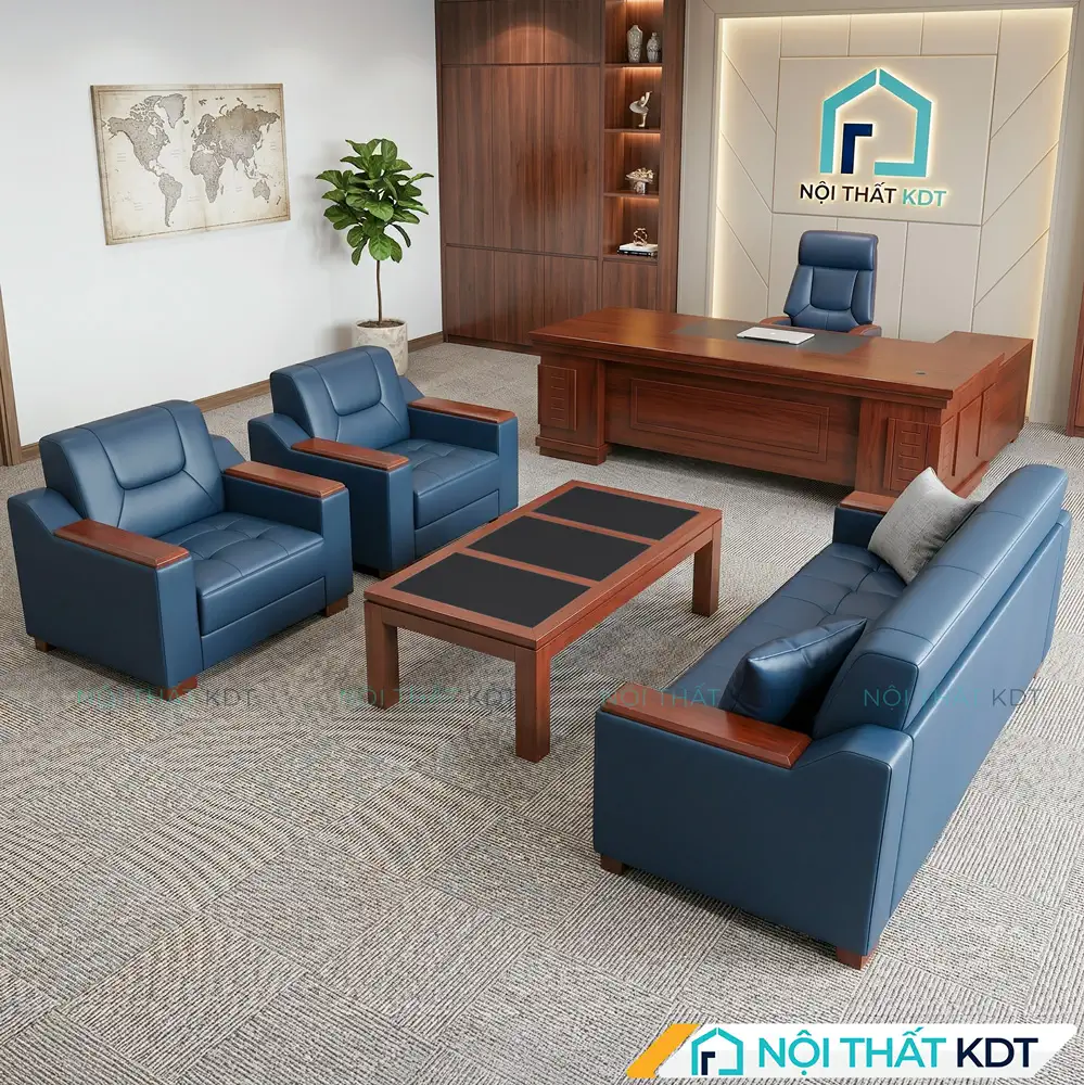 Bộ sofa văn phòng hiện đại S661 màu xanh dương
