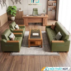 Sofa văn phòng hiện đại da màu xanh rêu S661