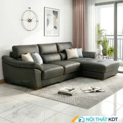 Ghe sofa da goc L phong cach Chau Au S225 L3 mau den result