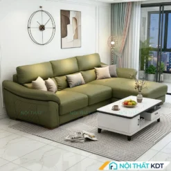 Ghe sofa da goc L phong cach Chau Au S225 L3 mau xanh luc result