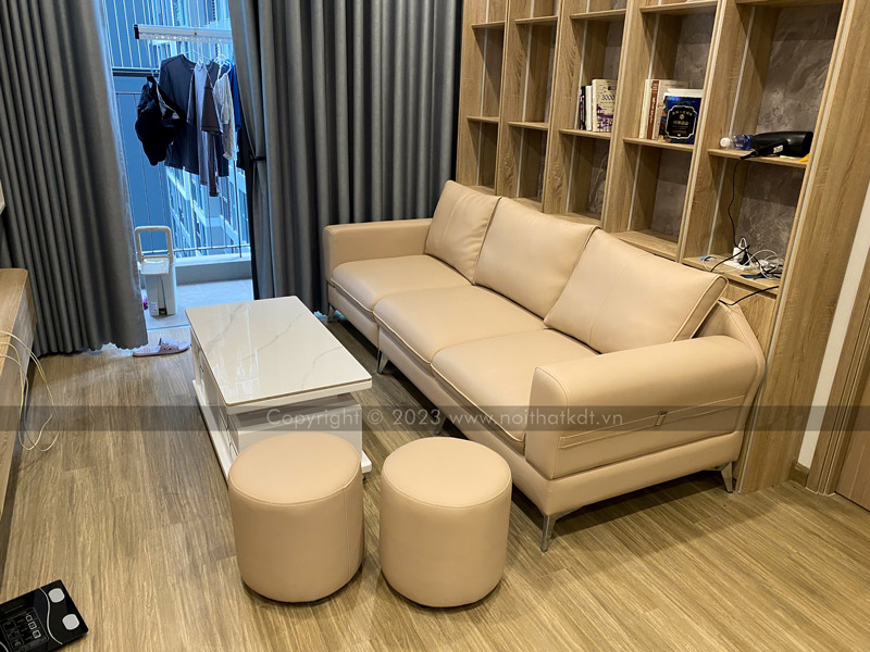Ảnh thực tế sản phẩm sofa S188 tại nhà khách hàng của Nội thất KDT trắng kem