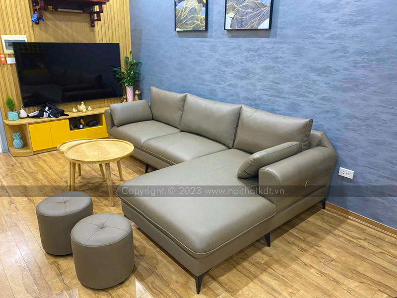 Ảnh thực tế sản phẩm sofa S188 tại nhà khách hàng của Nội thất KDT xám